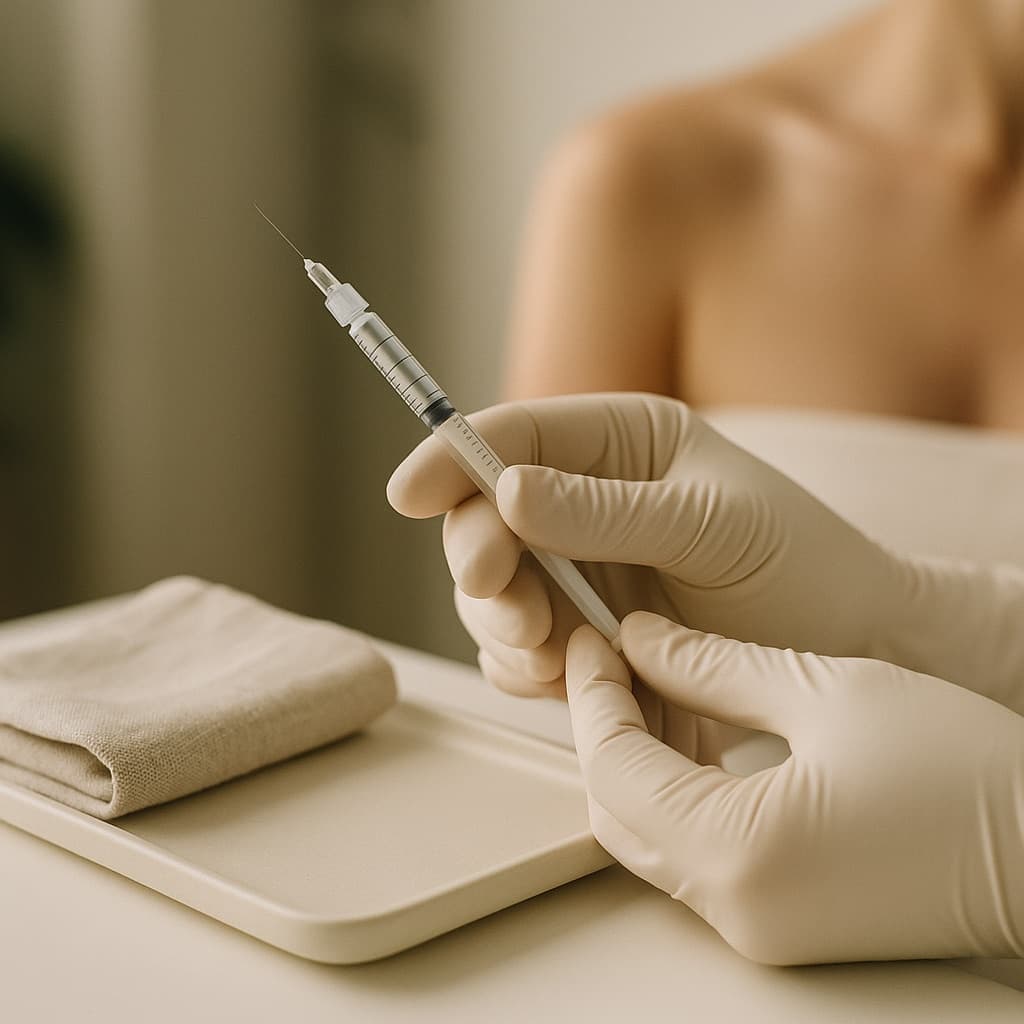 A treatment room prepared for an injectable appointment at Rose Beauty Clinic